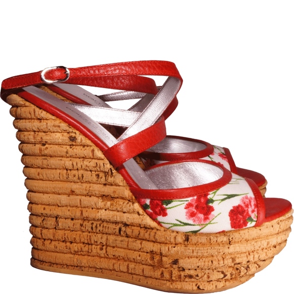 DOLCE & GABBANA FLORAL PRINT WEDGE SANDALS - Picture 3 of 6